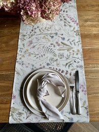 Chemin de table, mélange lin-coton, imprimé | Aïtana