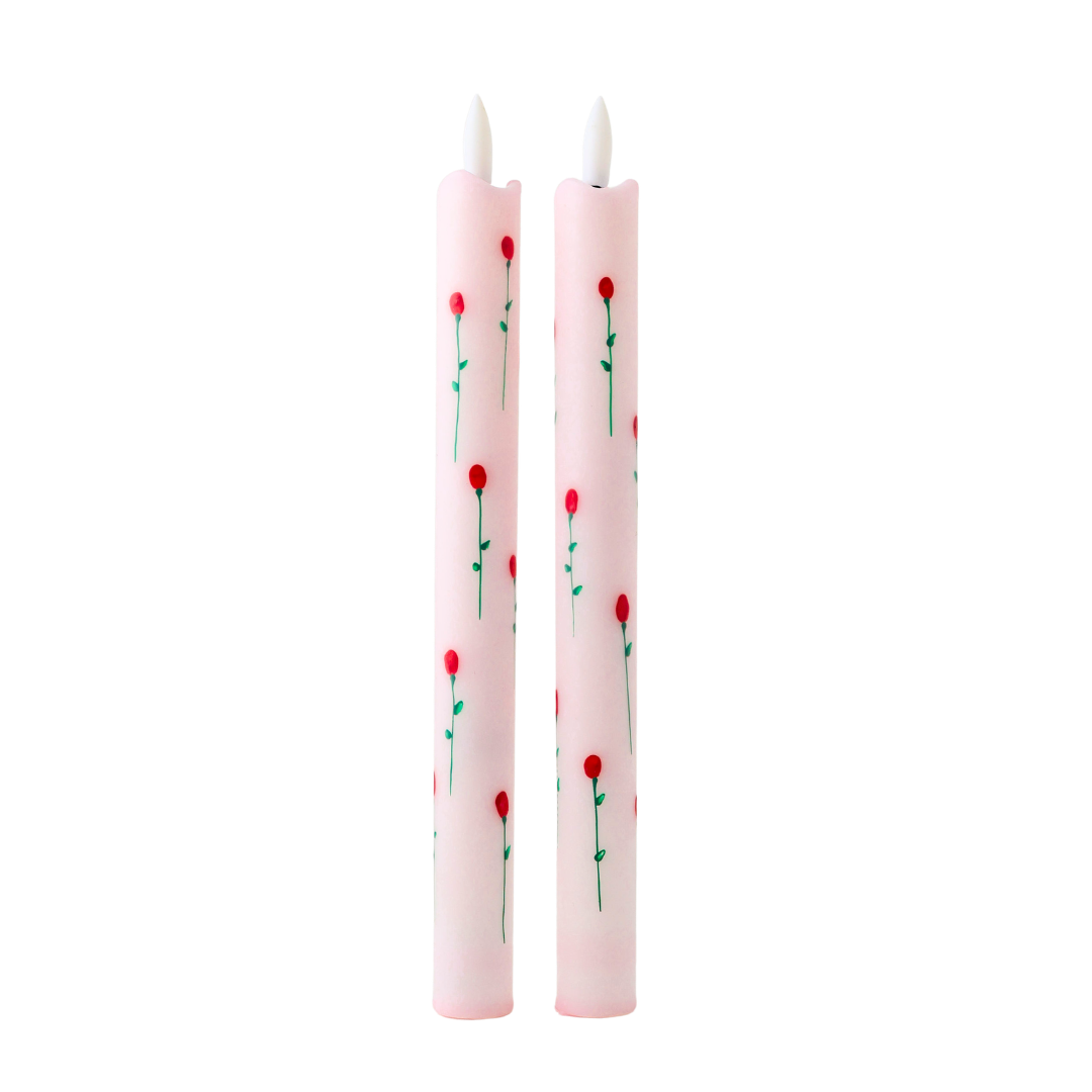 LED-Stumpenkerze Rosy – 2er-Set