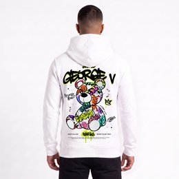 Weißer Kapuzenpullover mit Teddybär-Aufdruck
