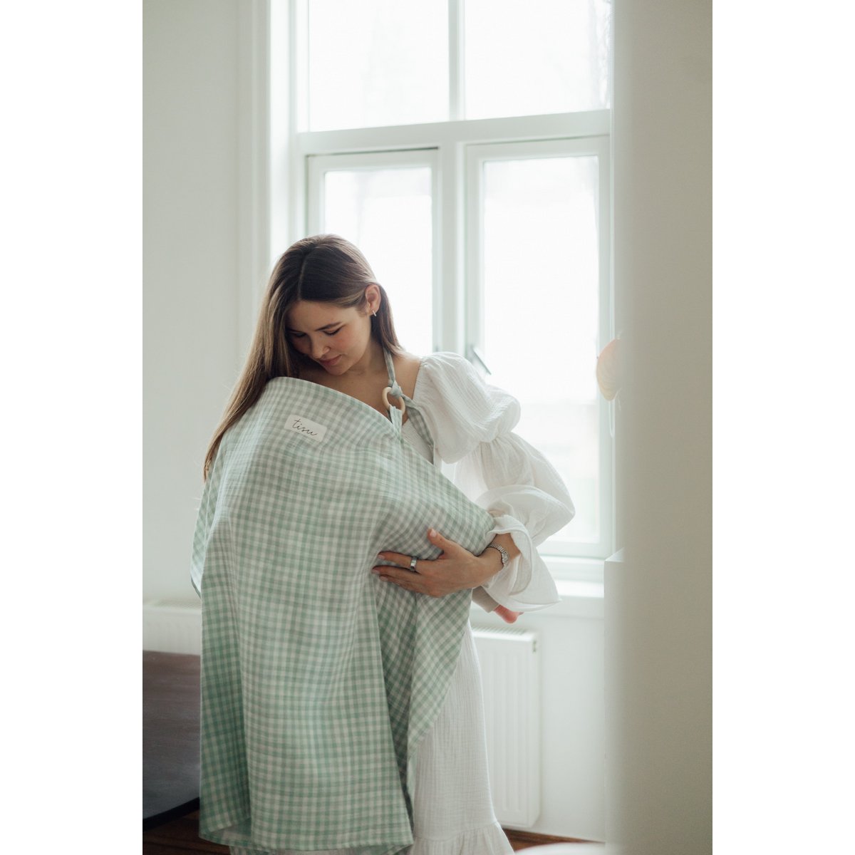TISU nursing cover, Light Mint Gingham