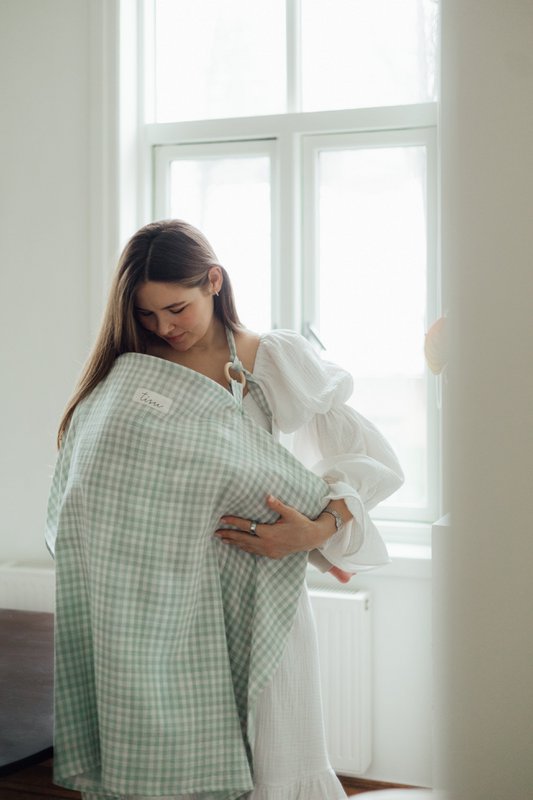 Weź pokrywę pielęgniarską, lekka mięta gingham