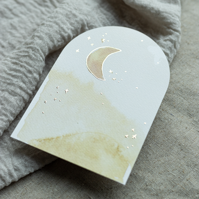 Arch shape card Always close with gold foil - greeting card - Condolence - A6