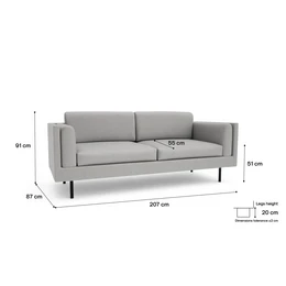 3-Seater Sofa CHELSEA - Silver