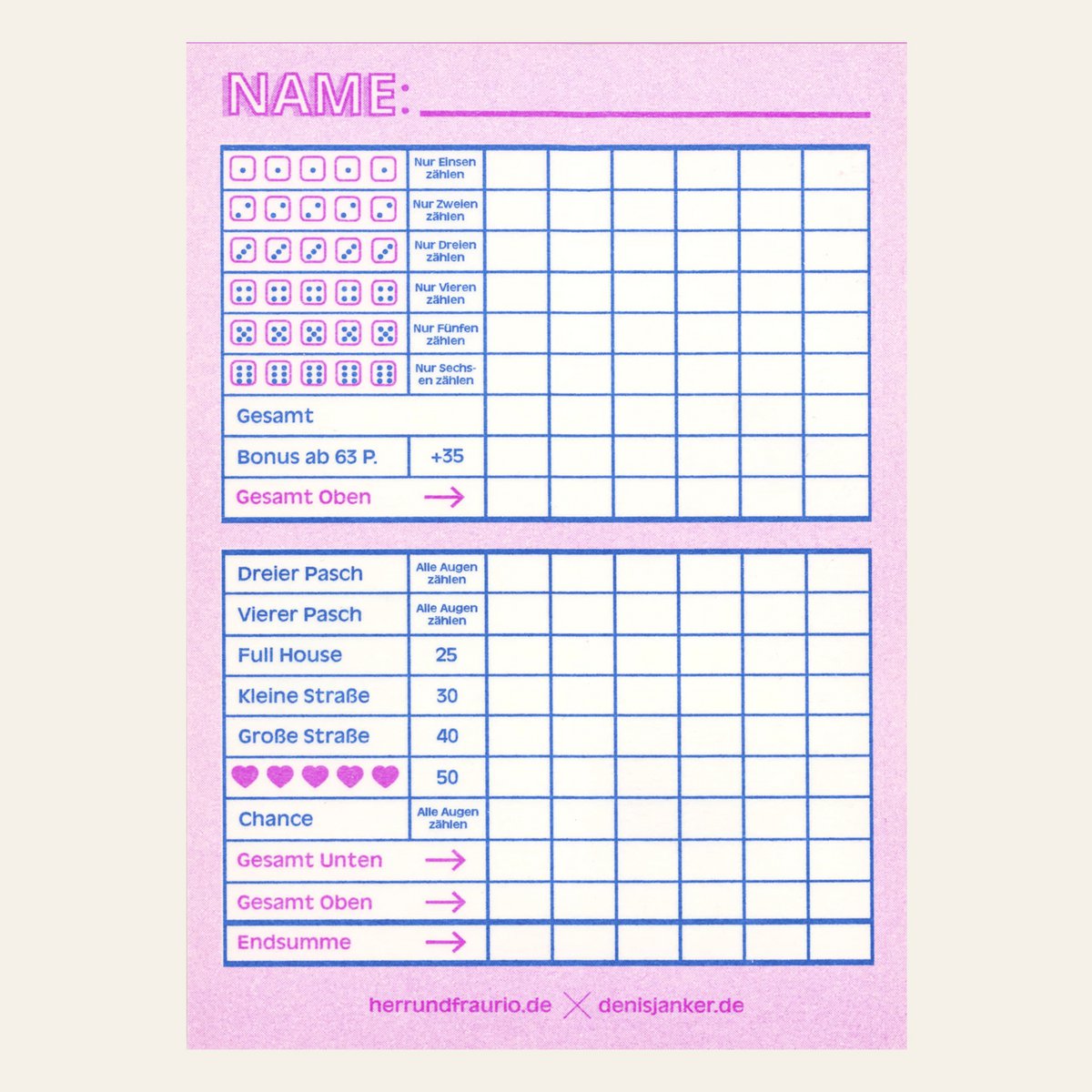 Risografie - Cube Game - Neon Pink (9,7 x 13,8 cm)