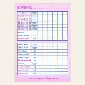 Risographie – Würfelspiel – Neon Pink (9,7 x 13,8 cm)