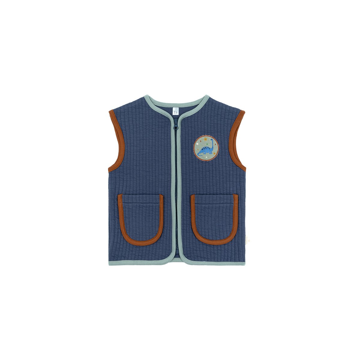 Contrast Binded Quilted Vest - Deep Indigo