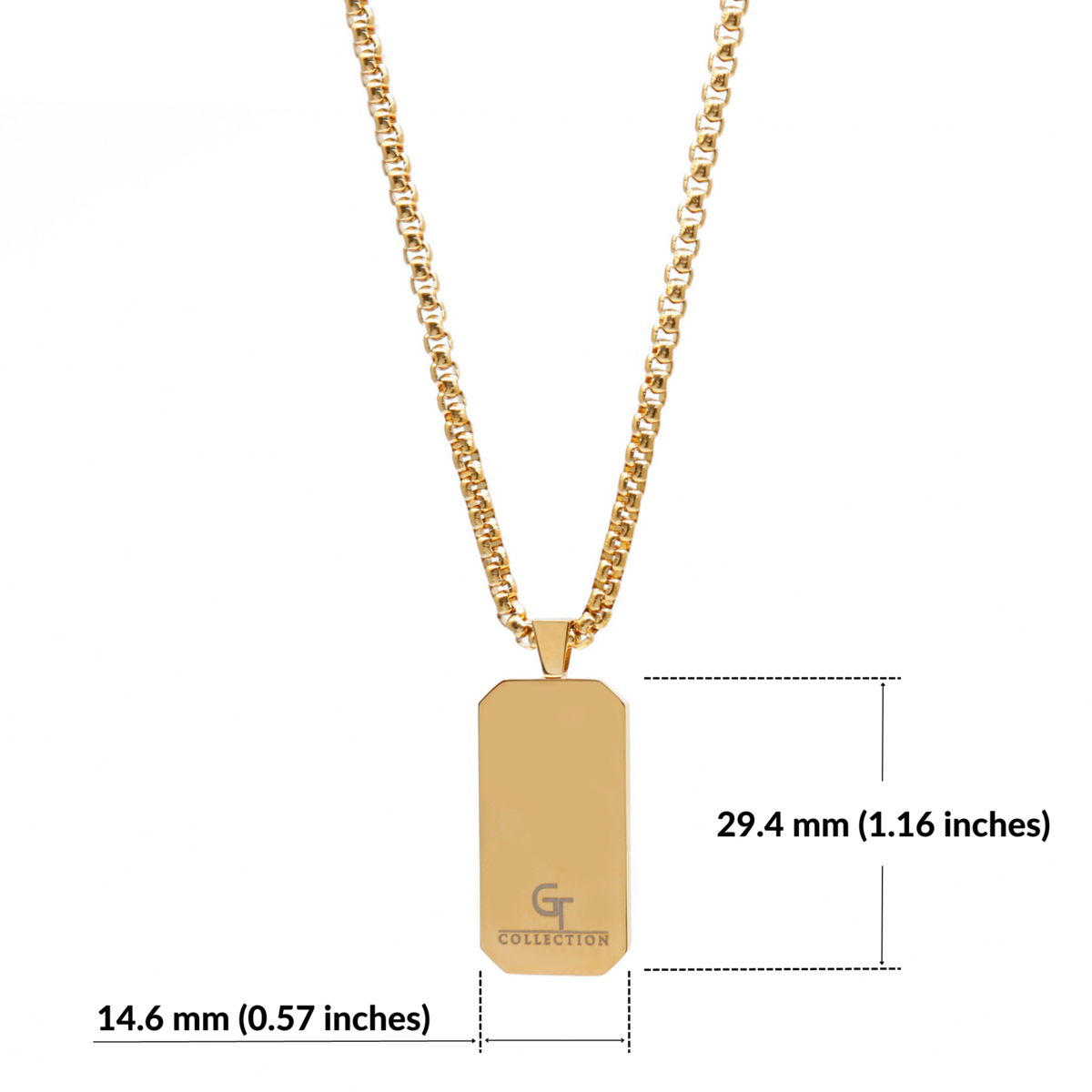 Collana in acciaio inossidabile dorato maschile con ciondolo Lapis Lazuli rettangolo