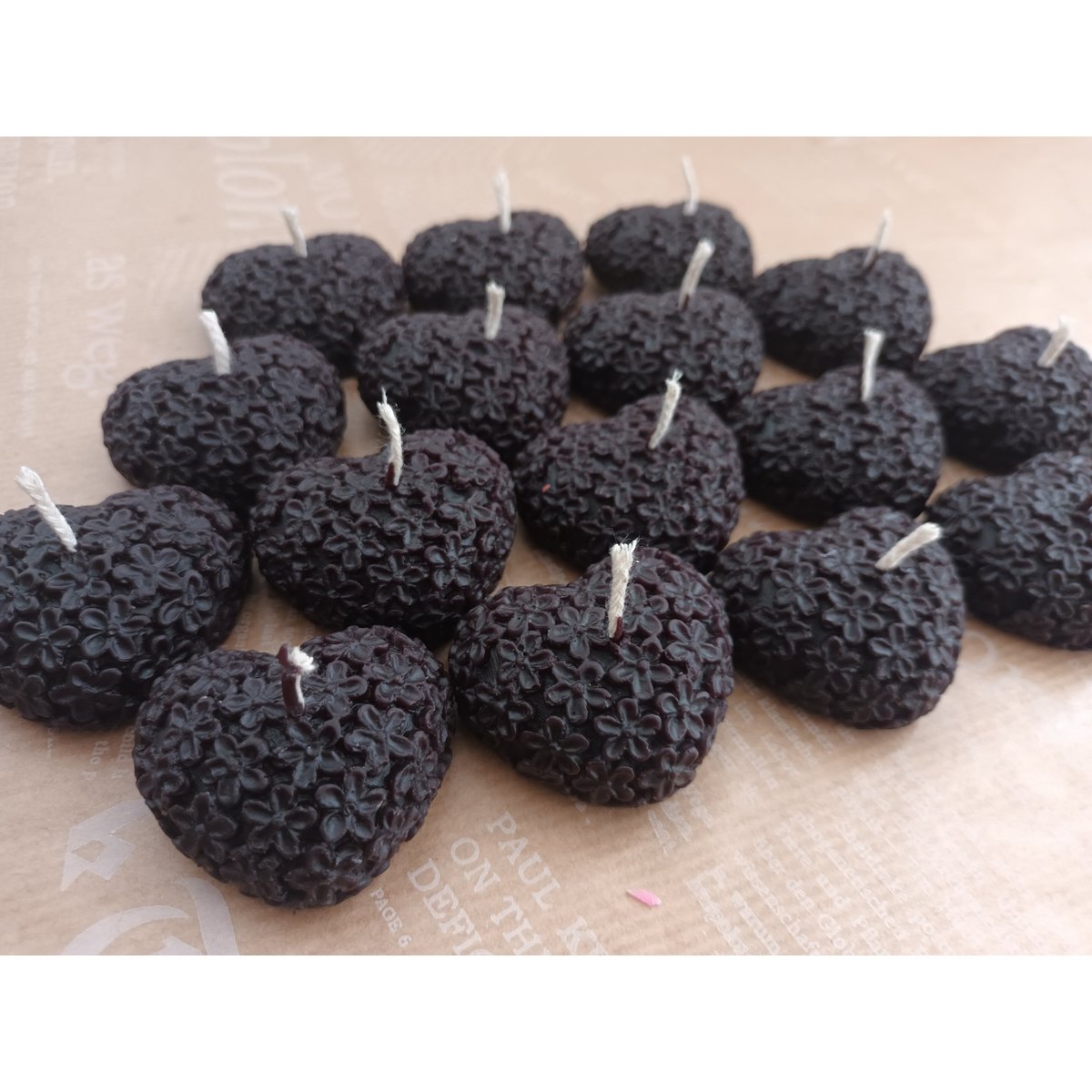Bougies chauffe-plat en forme de cœur en cire d'abeille - Couleur noire