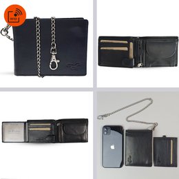 Billetero Hombre con cadena - Billetero grande extendido - Billetero Cadena - Billetero Biker - Billetero hombre