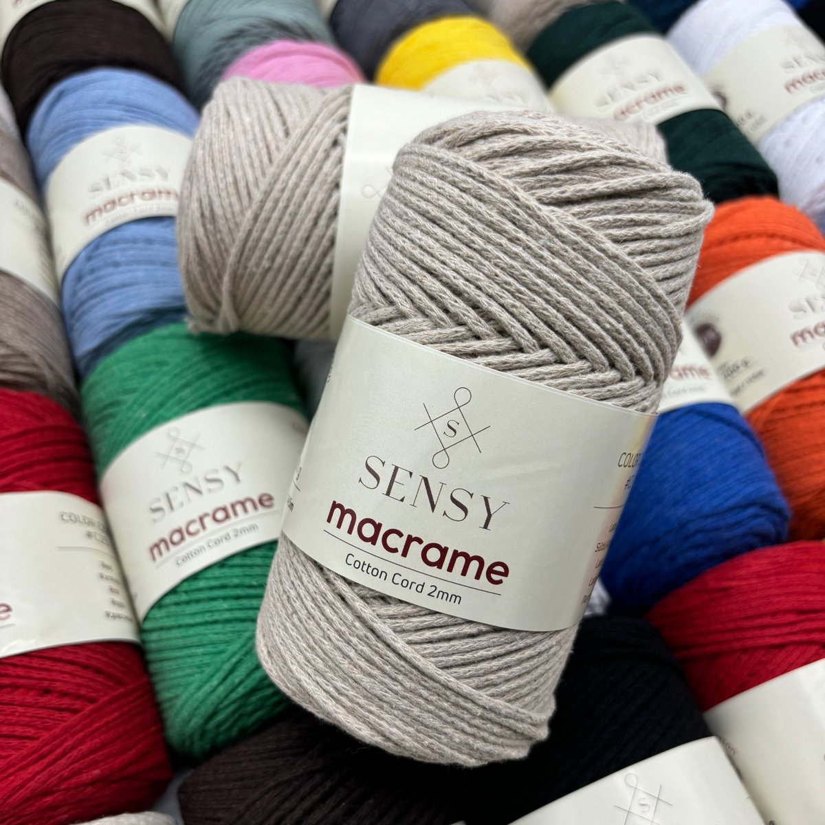 Sensy Premium 2 mm - 160 yards 100 % genanvendt bomuldsmacrame-ledning