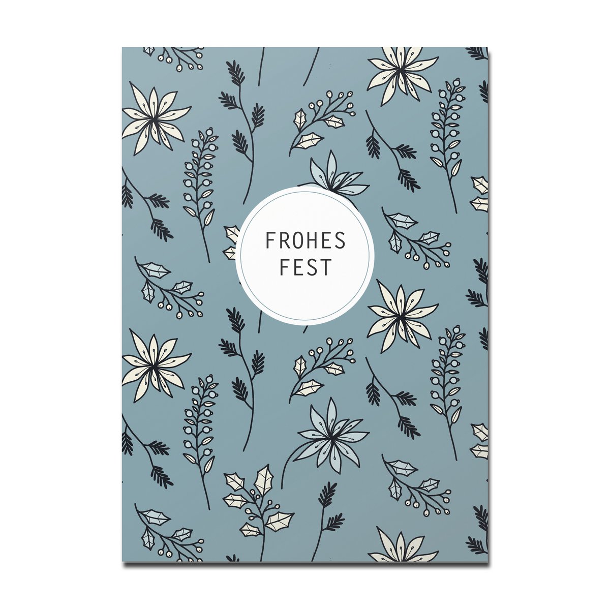Postcard Christmas pattern in dark blue, Happy Holidays