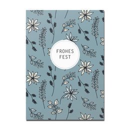 Postcard Christmas pattern in dark blue, Happy Holidays