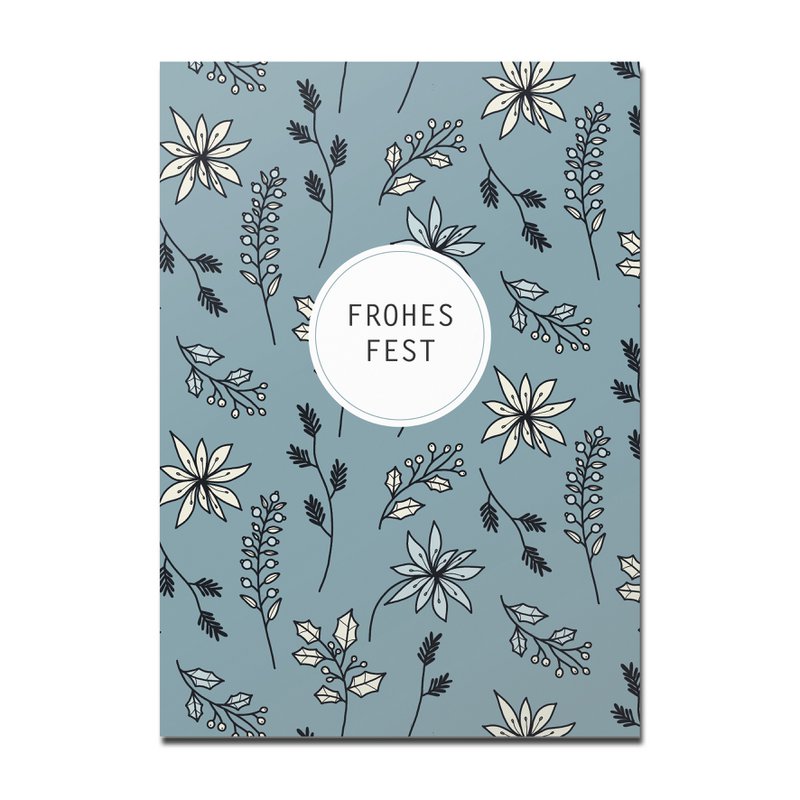 Postcard Christmas pattern in dark blue, Happy Holidays