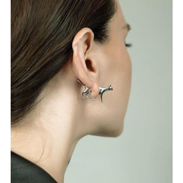 Whimsical Cat & Dog Front Back Earring