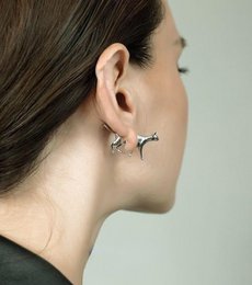 Whimsical Cat & Dog Front Back Earring