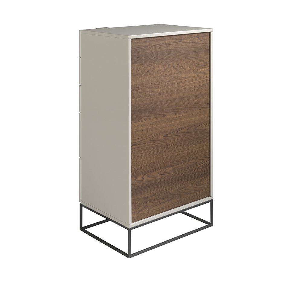Chiffonier in Pearl Grey hout en zwart staal