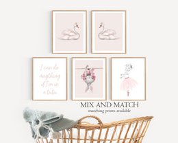 Schwan-Plakat, Ballett-Plakat, Ballerina-Plakat, Ballett-Druck, Ballett-Plakat, Mädchen-Zimmer-Plakat, Mädchen-Kinderzimmer-Plakat, rosa Mädchen-Zimmer-Dekor