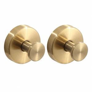 Set van 2 Handdoekhaakjes zelfklevend met Zuignap - Messing / Goud - RVS