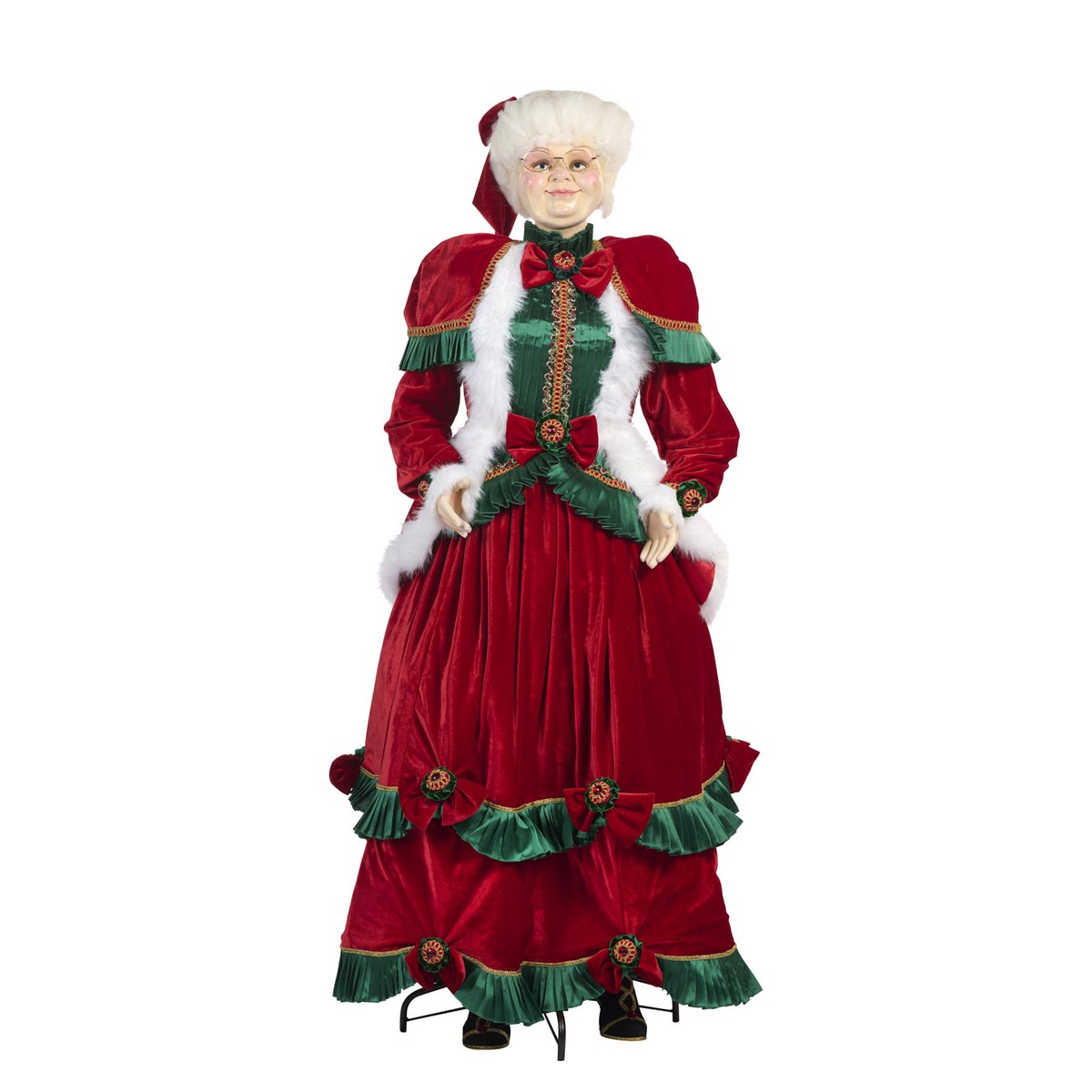 GINGERBR.MRS CLAUS LIFE SIZE W/STAND RD/GRN 160CM