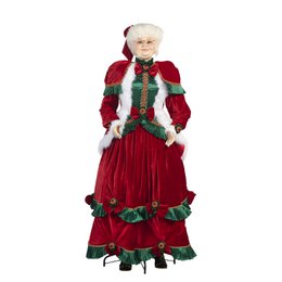 GINGERBR.MRS CLAUS LIFE SIZE W/STAND RD/GRN 160CM