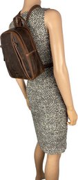 Small cognac color leather ladies backpack from arrigo - elegant light brown buffalo leather