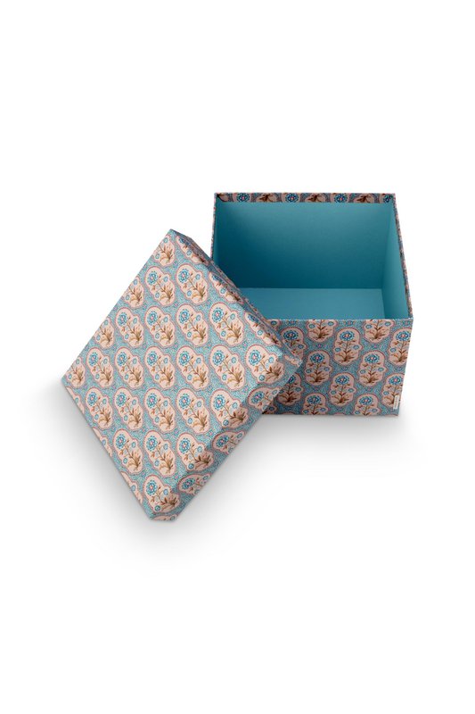 Set/2 Box Square Blooming Tales Blue-Khaki