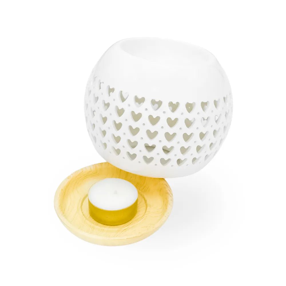 Bruciatore porta profumo rotondo in ceramica a forma di cuore