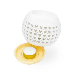 Bruciatore porta profumo rotondo in ceramica a forma di cuore
