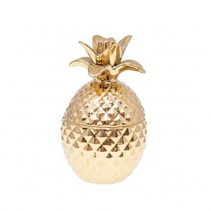 Decorative pineapple box in golden ceramic 13x13x22.5cm