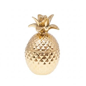Decorative pineapple box in golden ceramic 13x13x22.5cm