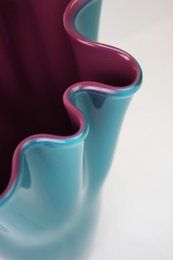 Vase glas bølget tofarvet turkis lilla glas vase bord vase 30 cm
