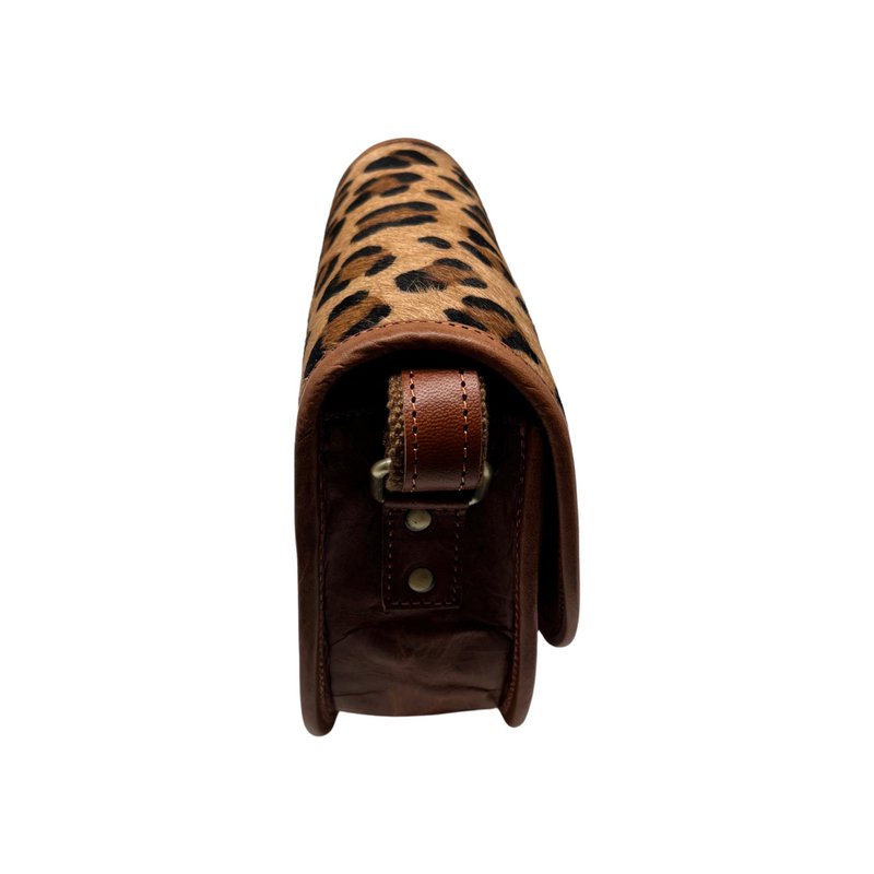 MEERA LEOPARD FINISH LEATHER CROSSBODY BAG