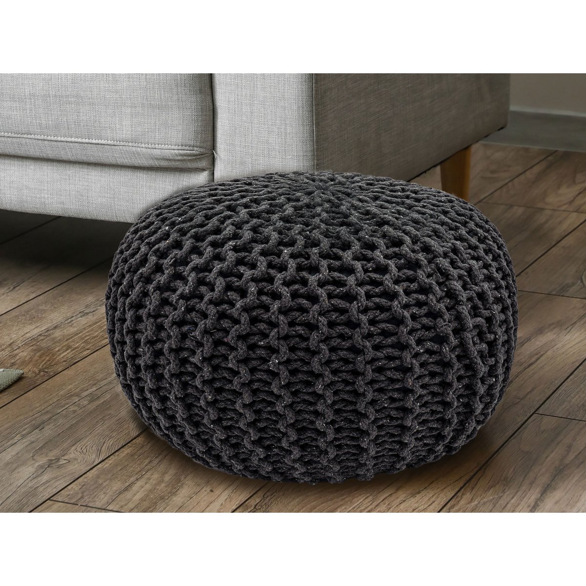 Pouf Ø 55 h 37 h 37 tabouret de tricot siège de planche de sol de pouf durable