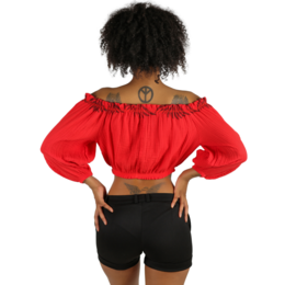TOP CROP CON HOMBROS DESCONECTADOS - Tela de muselina de doble gasa