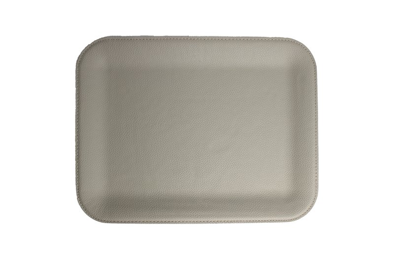 Tablette plate en cuir synthétique taupe gris brun lisse en cuir optique 33x25 cm