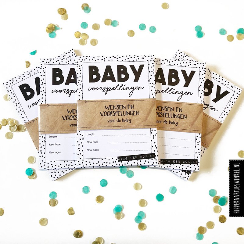 Vorhersagekarten Babyparty-Ausfüllkarten - Schwarz / Weiß pro 5 Sets