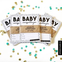 Prediction cards baby shower fill-in cards - Black / white per 5 sets