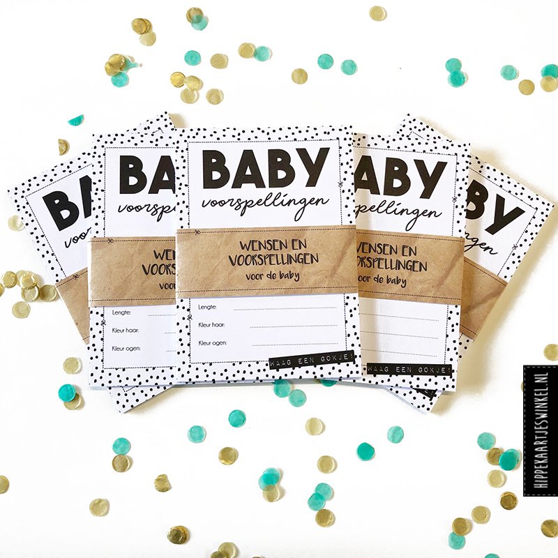 Schede pronostici carte da compilare per baby shower - Nero / bianco per 5 set