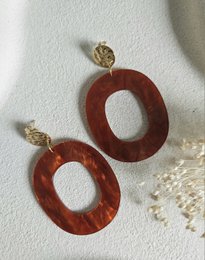 Earrings oval burnt orange