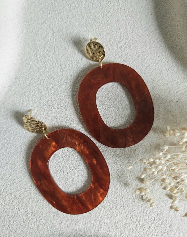 Earrings oval burnt orange