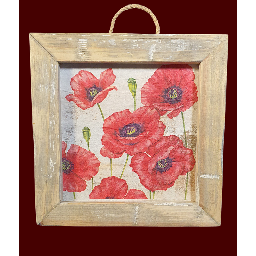 baldosas de madera viejas amapolas holandesas rojas