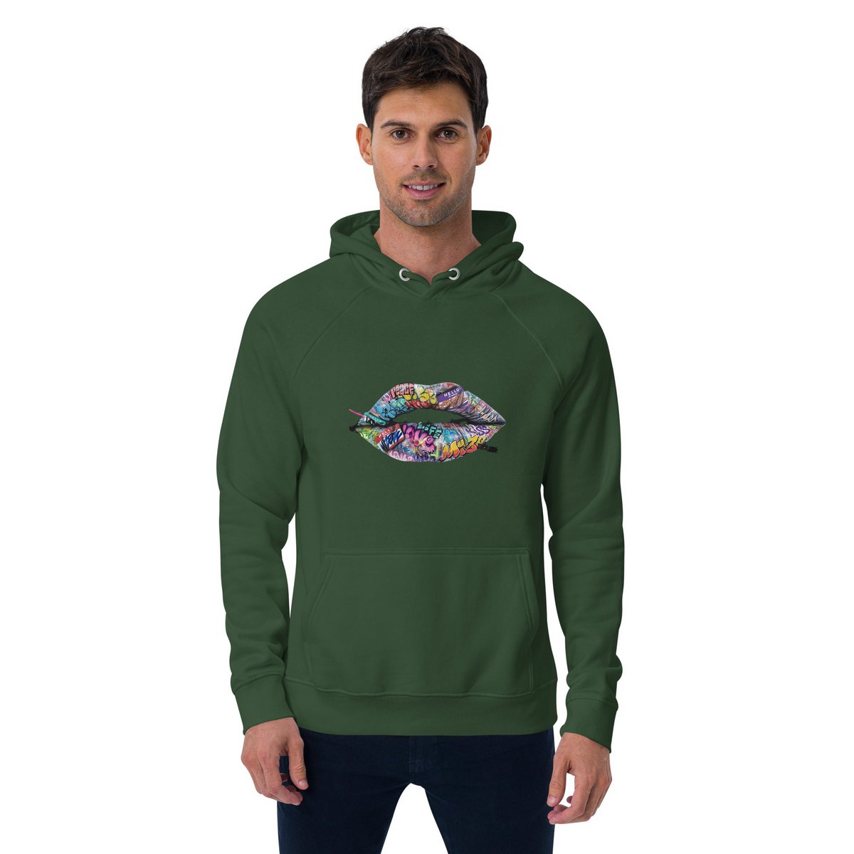 Lipstickjungle unisex økologisk raglan hættetrøje