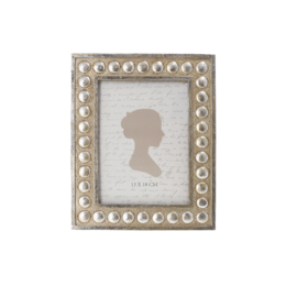 Silver resin photo frame with studs 24x19 cm