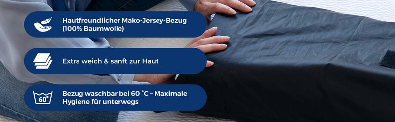 GROMOBIL® Reise-Nackenstützkissen TRAVEL – Orthopädisches Kissen: ergonomisch & atmungsaktiv für Hotel, Pension, Ferienwohnung & Camping