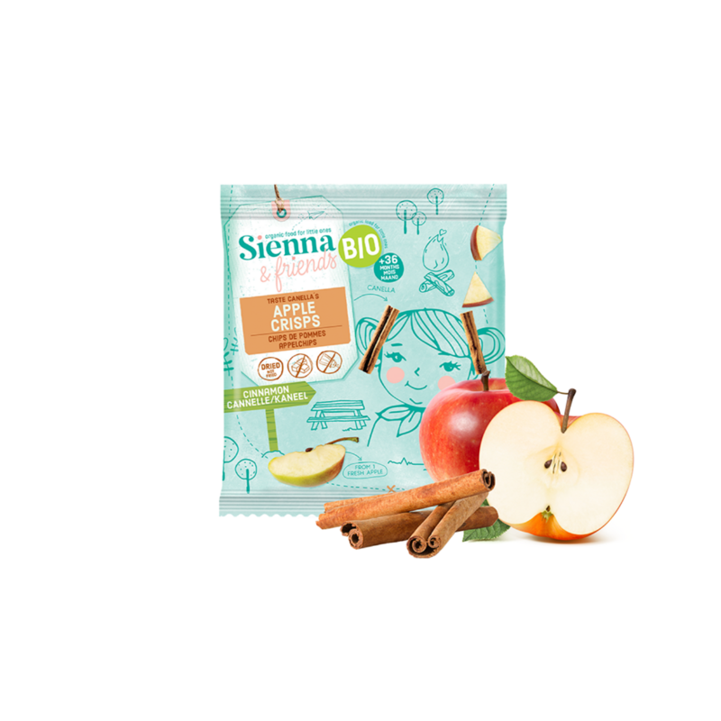BAG OF ORGANIC FRUIT CHIPS FOR CHILDREN - APPLES & CINNAMON - NO ADDED SUGAR - VEGAN - FROM 3 YEARS - 15G