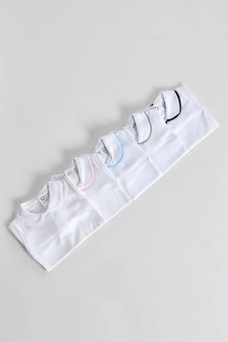 Babybody met kraag, ongeborsteld, lange mouw, wit