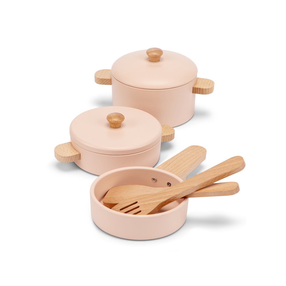 Wooden Pan Set Pink - 7-piece