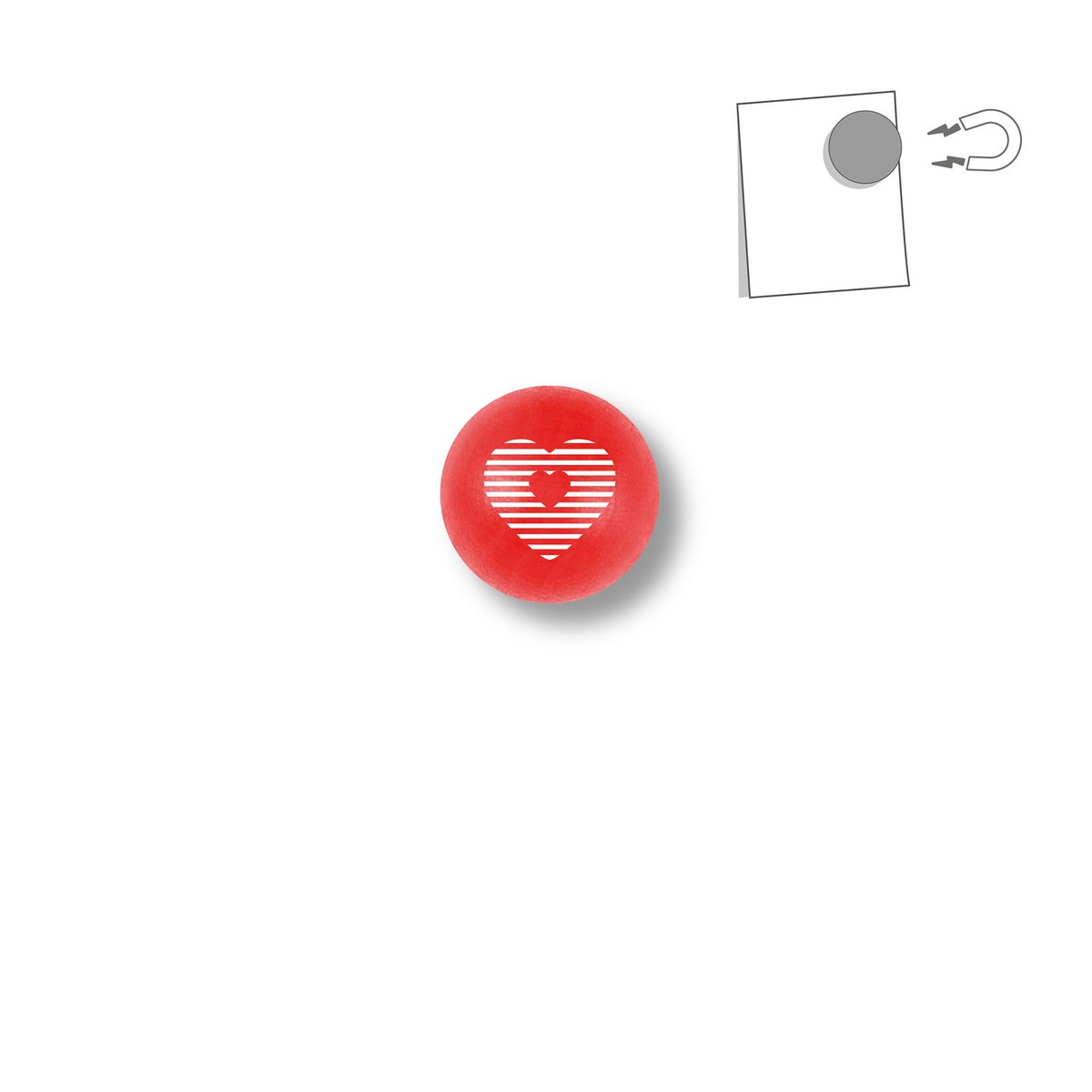 Petite boule magnétique en bois - motif coeur 4 coloris