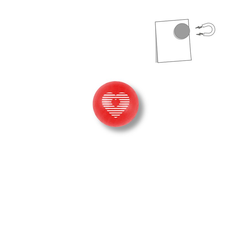 Small wooden magnetic ball - heart pattern 4 colors