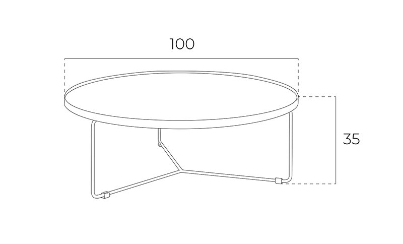 Round coffee table in Walnut wood and black steel